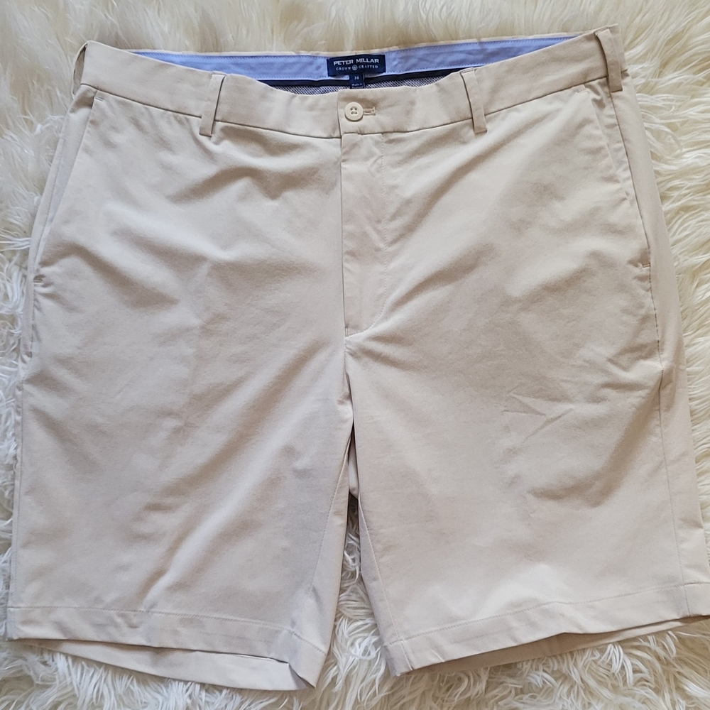 Peter Millar Tan Flat Front Shorts Classic Style